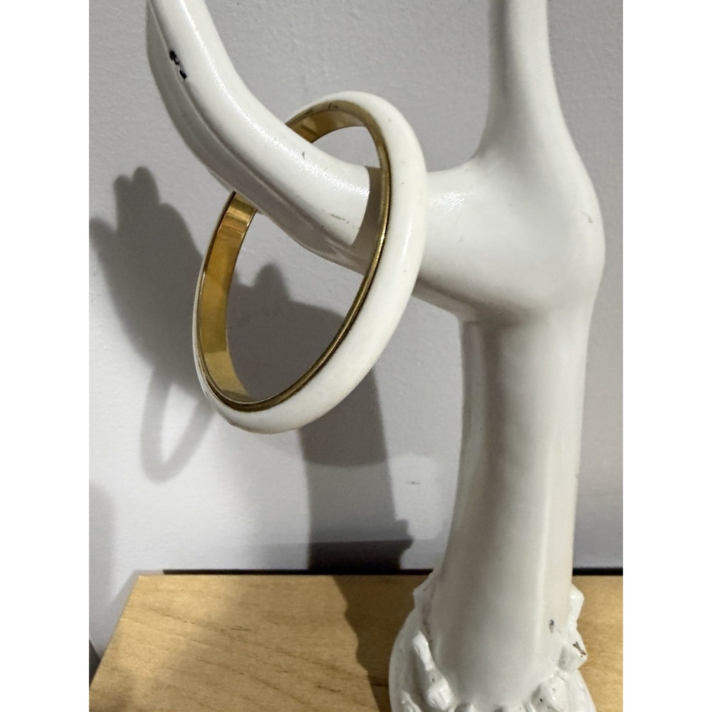 Monet White Enamel Gold-Tone Bangle Bracelet Signed Round Metal 7.5"